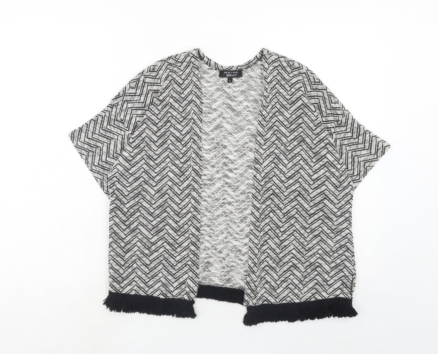 New Look Girls Black V-Neck Herringbone Polyester Cardigan Jumper Size 16 Years Pullover