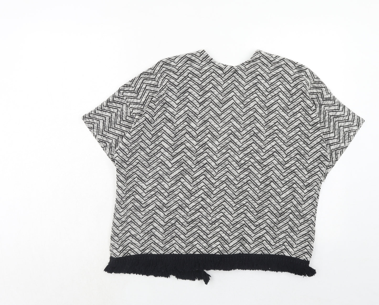 New Look Girls Black V-Neck Herringbone Polyester Cardigan Jumper Size 16 Years Pullover