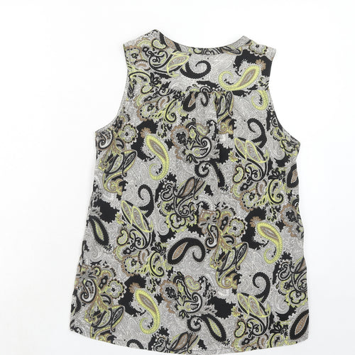 H&M Womens Black Paisley Polyester Basic Tank Size 8 V-Neck