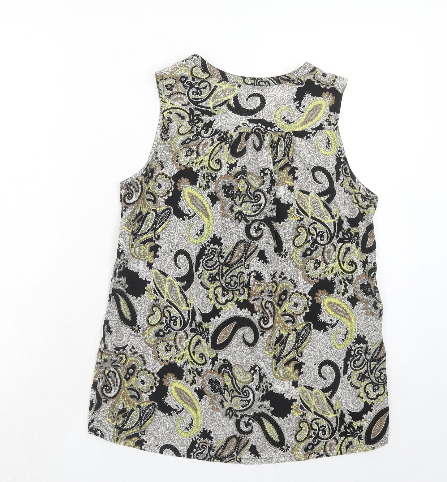 H&M Womens Black Paisley Polyester Basic Tank Size 8 V-Neck
