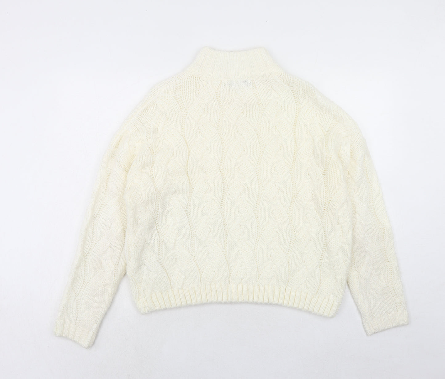M&Co Womens Ivory High Neck Acrylic Pullover Jumper Size 12