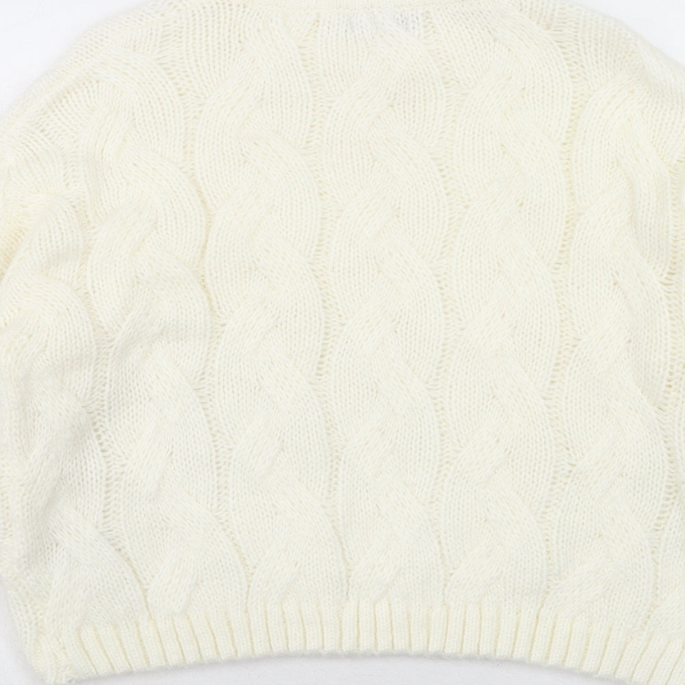 M&Co Womens Ivory High Neck Acrylic Pullover Jumper Size 12