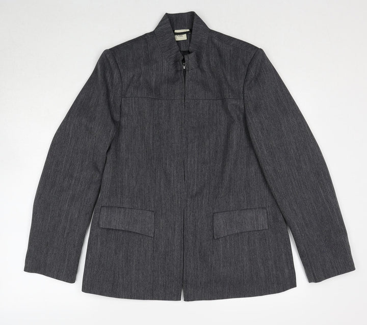 Cotton Traders Womens Grey Geometric Jacket Size 12 Zip