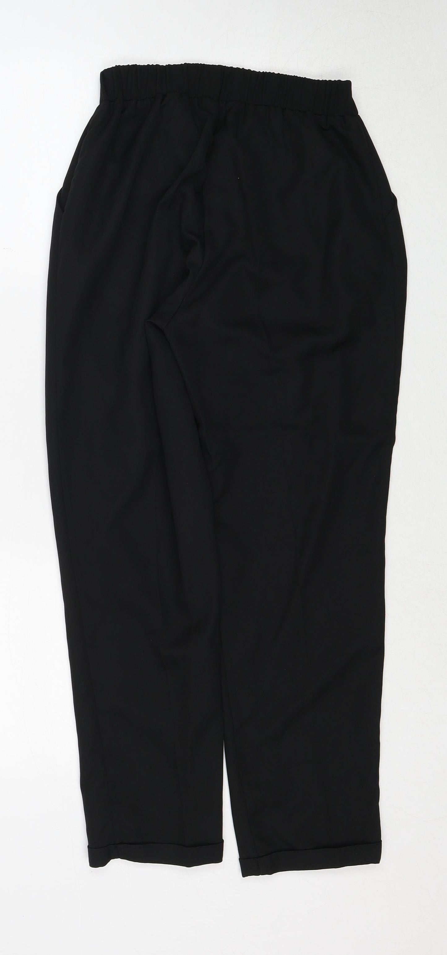 Beha Womens Black Polyester Trousers Size 10 Regular Drawstring