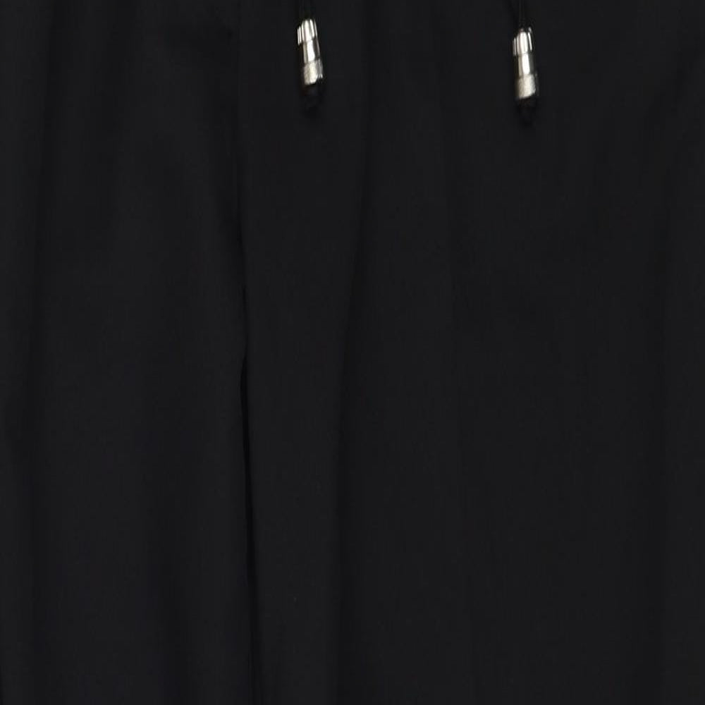 Beha Womens Black Polyester Trousers Size 10 Regular Drawstring