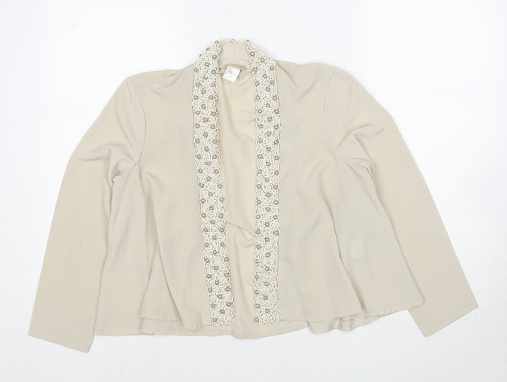 H&M Womens Beige Polyester Kimono Blouse Size 4 V-Neck