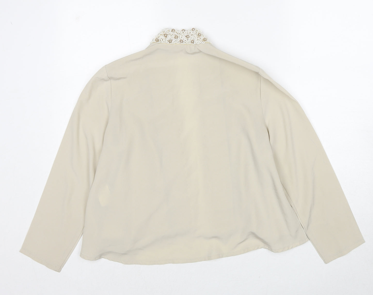 H&M Womens Beige Polyester Kimono Blouse Size 4 V-Neck