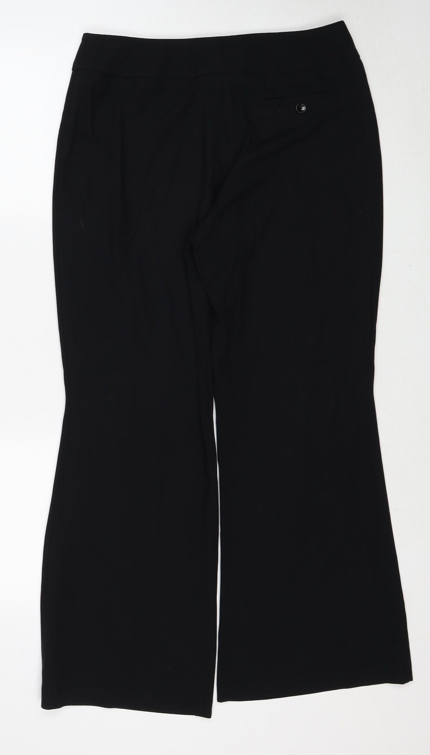 Marks and Spencer Womens Black Polyester Trousers Size 14 Regular Zip