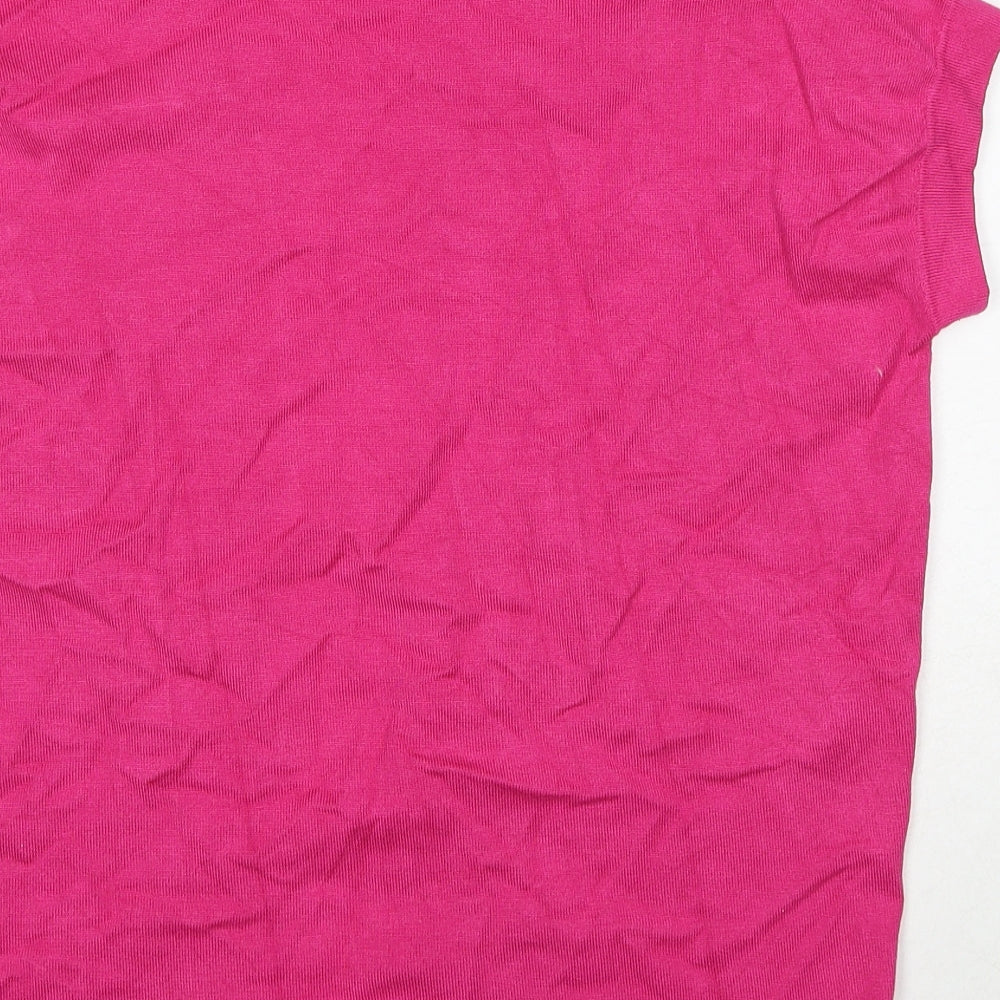 EWM Womens Pink V-Neck Viscose Cardigan Jumper Size 18