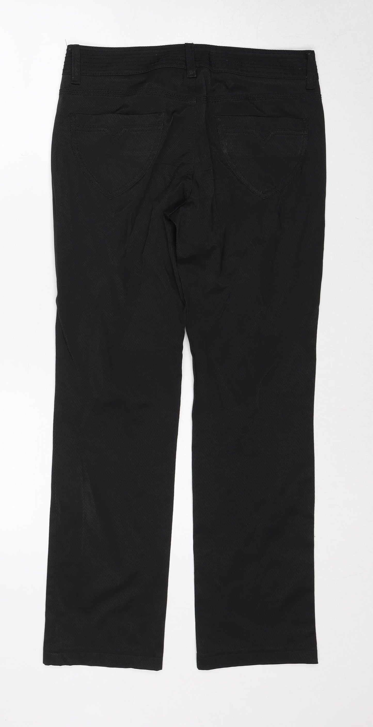 Marefa Womens Black Polyester Trousers Size 28 in Regular Zip