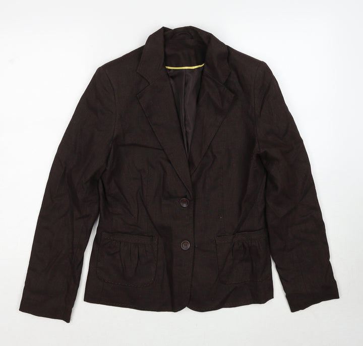 E-vie Womens Brown Jacket Blazer Size 12 Button