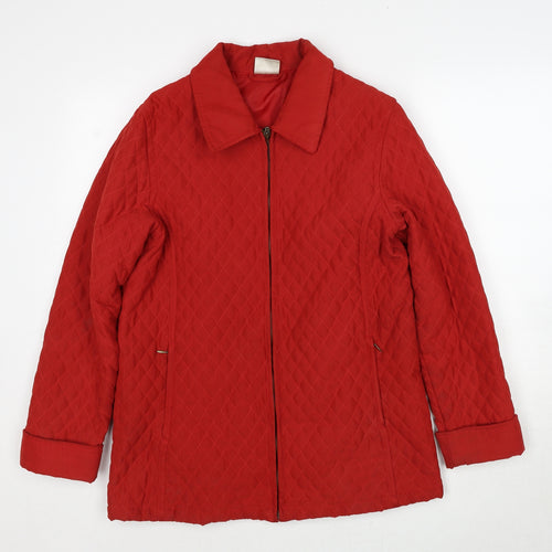 Jumper Womens Red Quilted Jacket Size M Zip