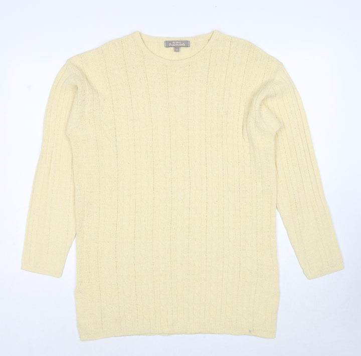 Provacale Womens Yellow Round Neck Acrylic Pullover Jumper Size M