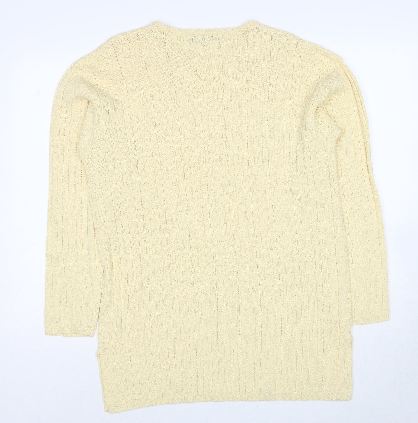 Provacale Womens Yellow Round Neck Acrylic Pullover Jumper Size M