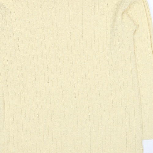 Provacale Womens Yellow Round Neck Acrylic Pullover Jumper Size M