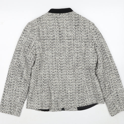 EWM Womens White Geometric Jacket Size 10 Zip