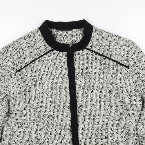 EWM Womens White Geometric Jacket Size 10 Zip