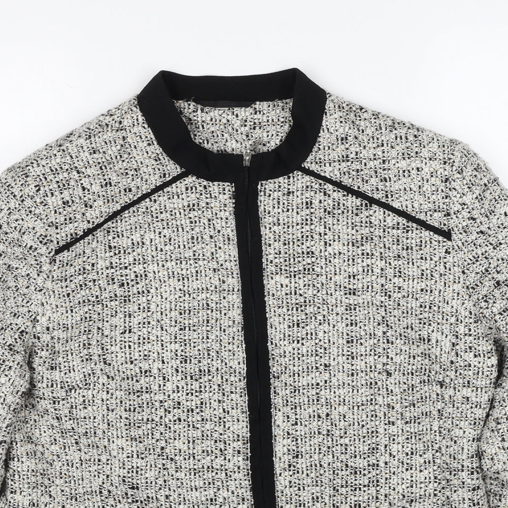 EWM Womens White Geometric Jacket Size 10 Zip