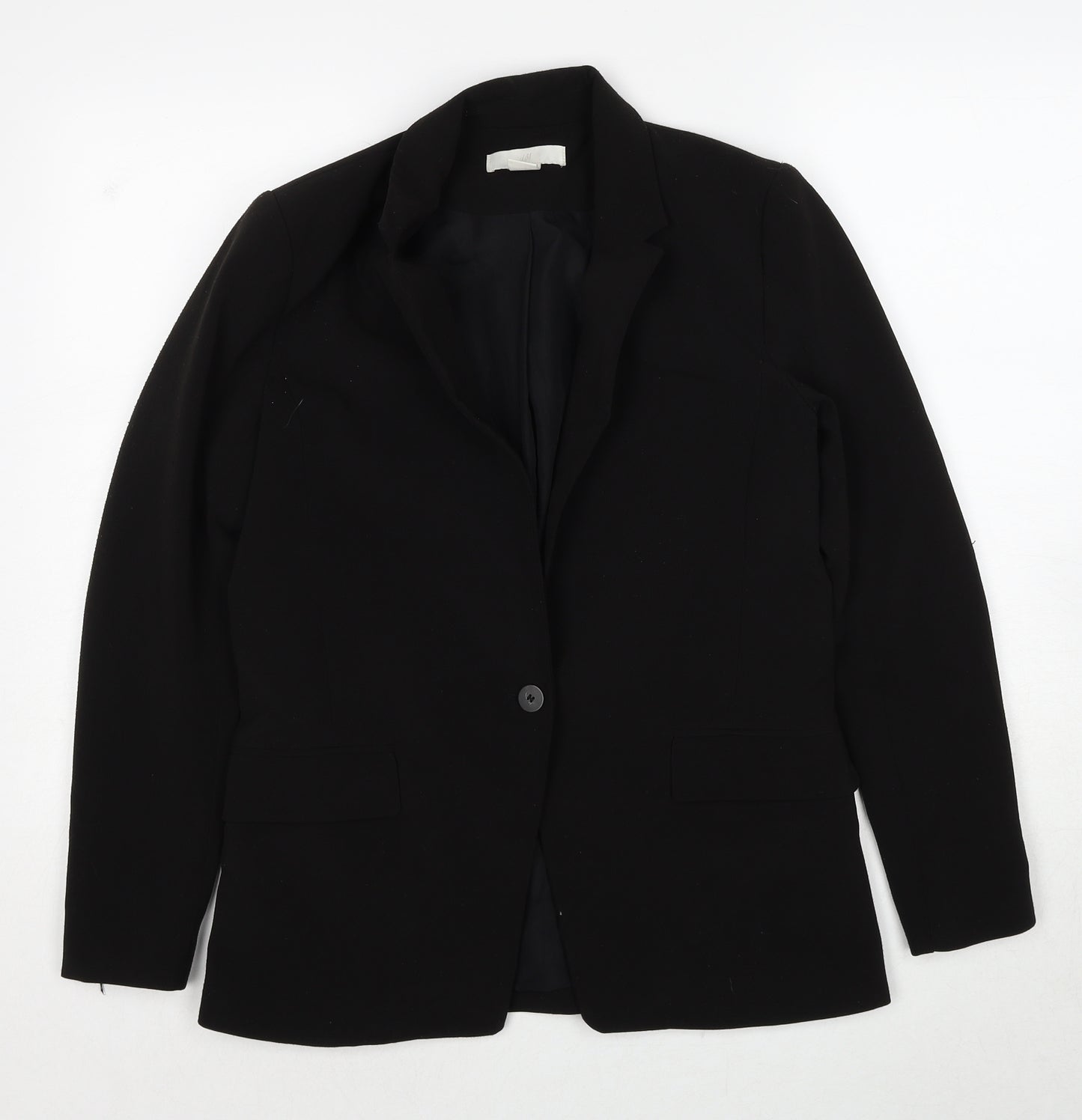 H&M Womens Black Polyester Jacket Blazer Size 8