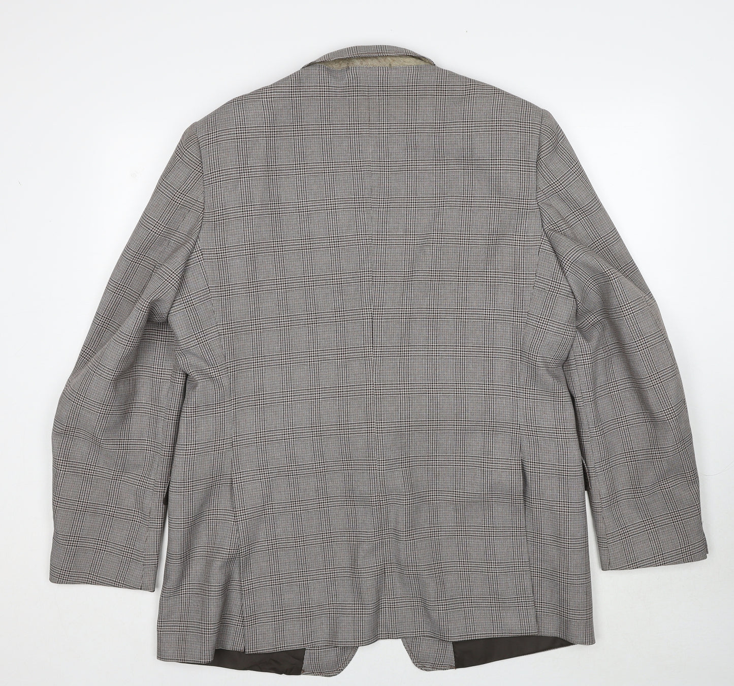 C&A Mens Brown Plaid Polyester Jacket Suit Jacket Size 46 Regular
