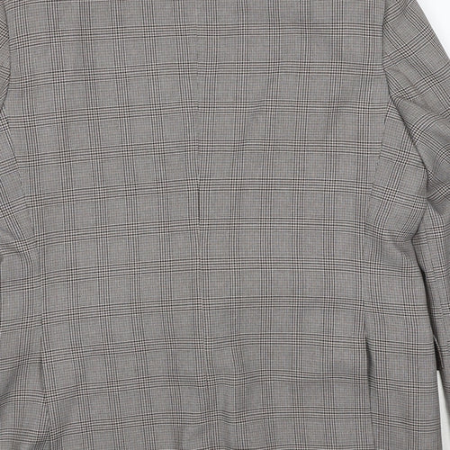 C&A Mens Brown Plaid Polyester Jacket Suit Jacket Size 46 Regular