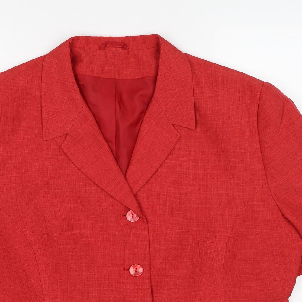 Marks and Spencer Womens Red Jacket Blazer Size 18 Button