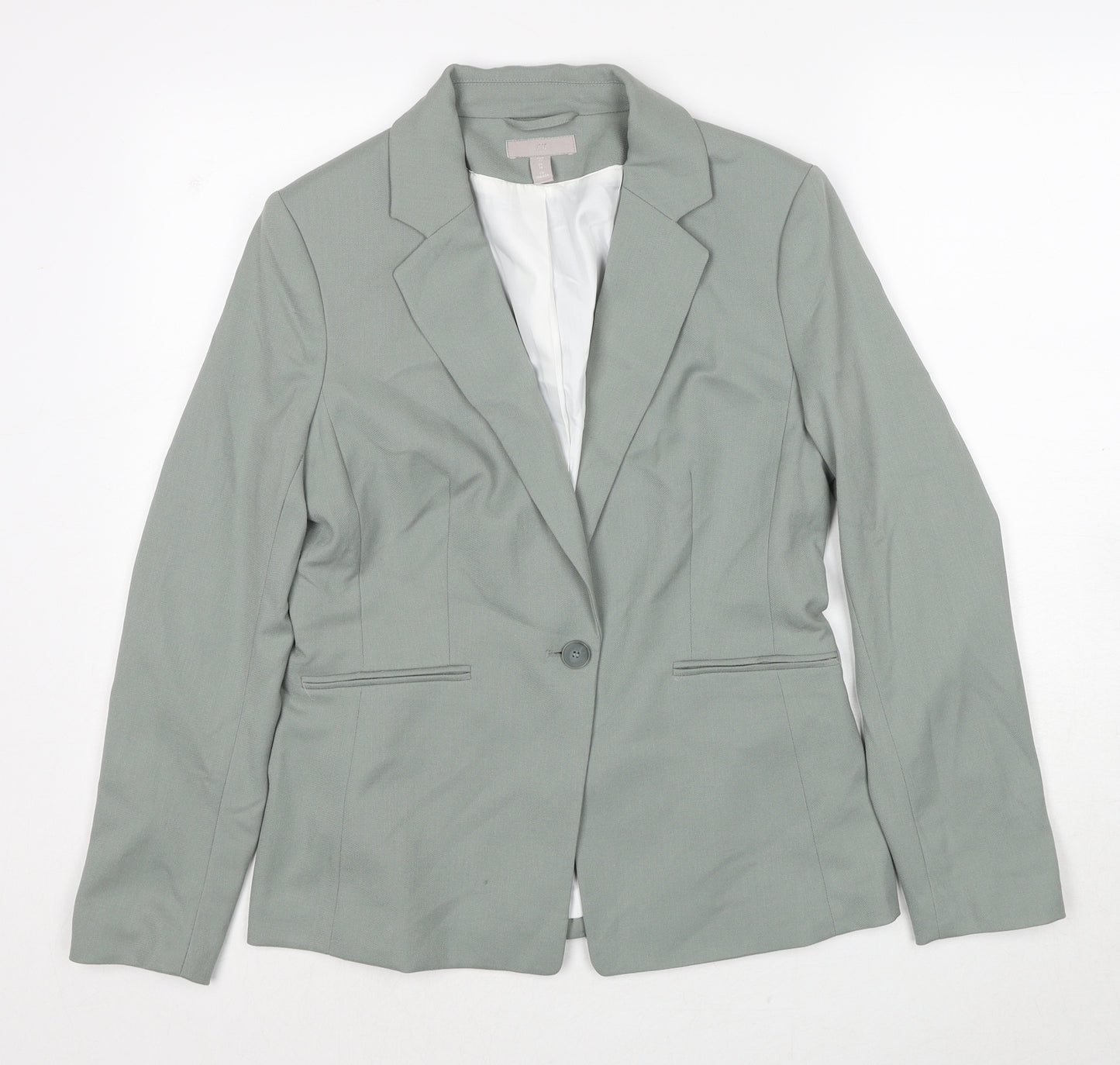 H&M Womens Grey Polyester Jacket Blazer Size 12