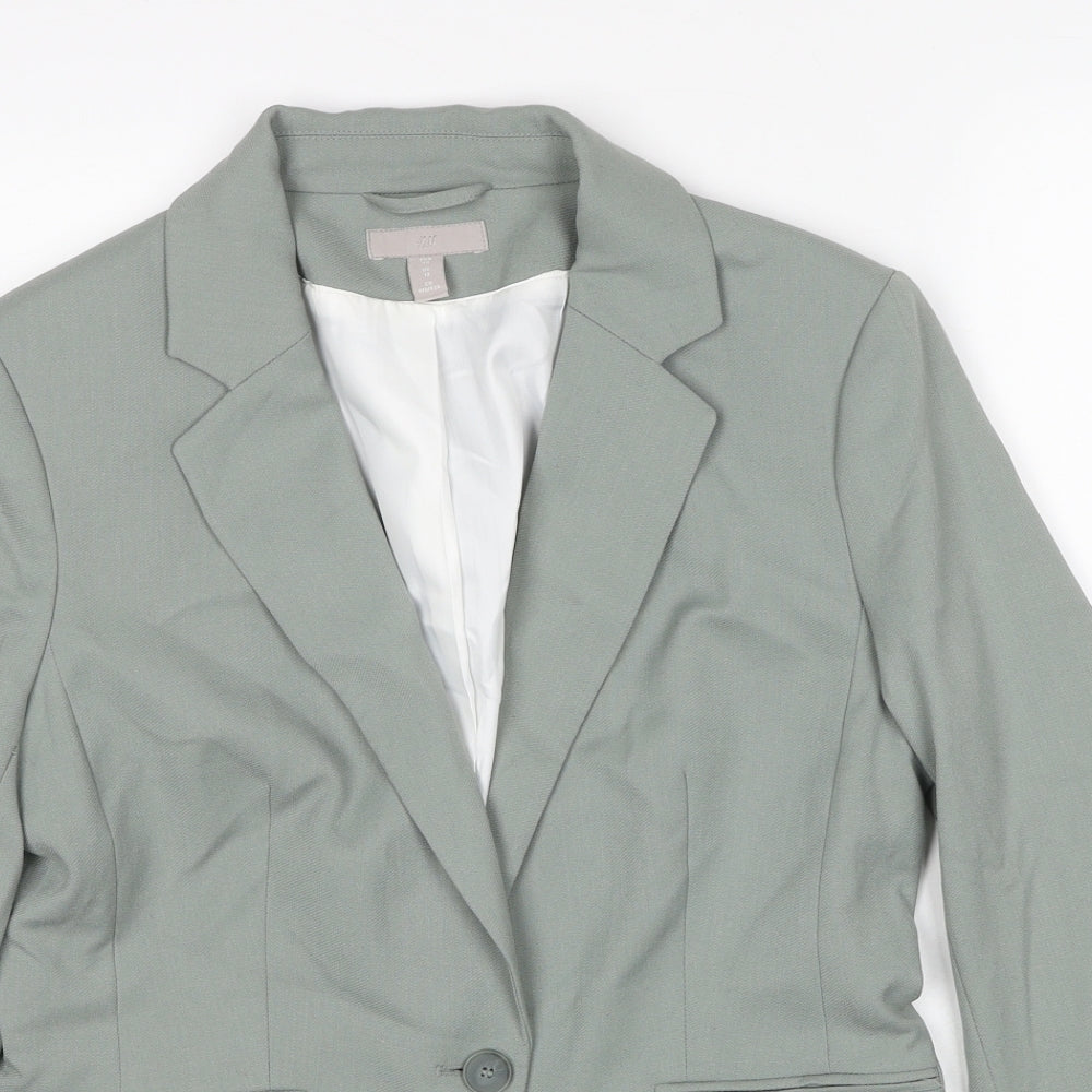 H&M Womens Grey Polyester Jacket Blazer Size 12
