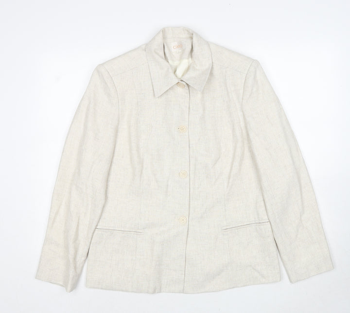 Cleo Womens Beige Jacket Blazer Size 8 Button