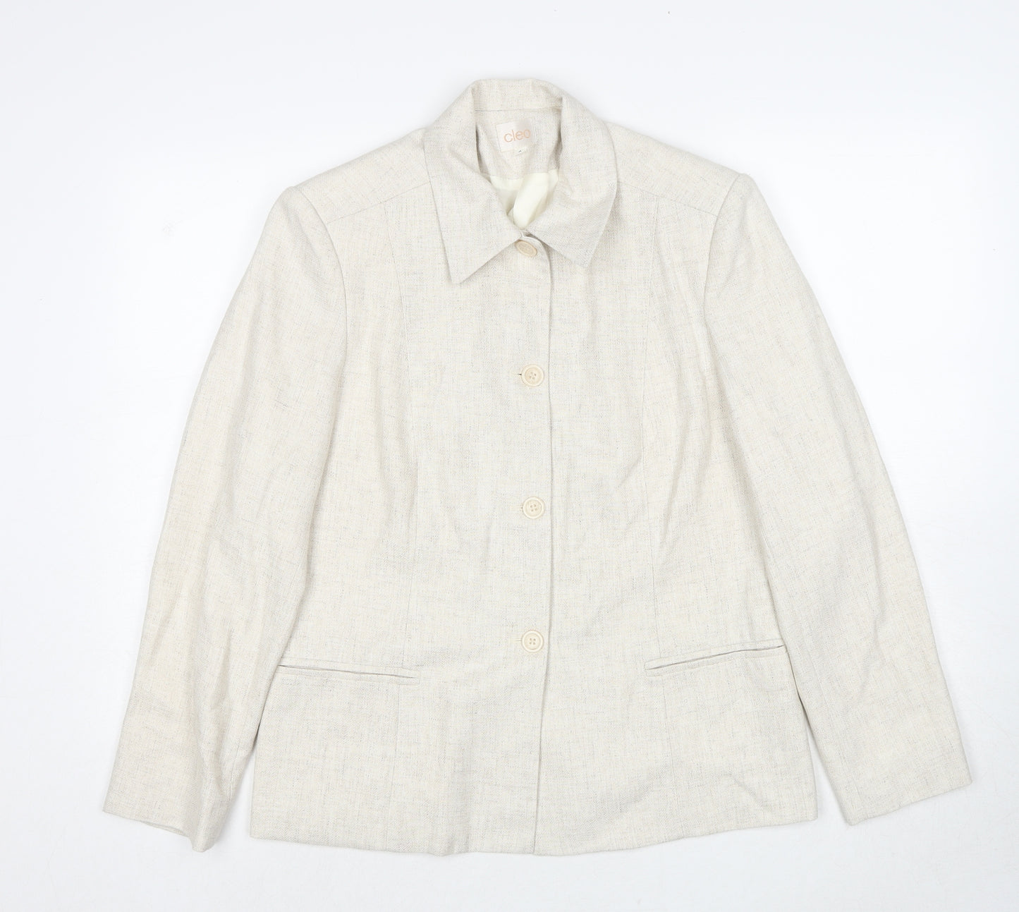 Cleo Womens Beige Jacket Blazer Size 8 Button