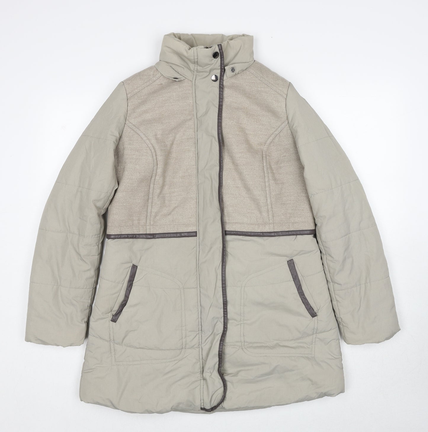 Debenhams Womens Beige Parka Coat Size 10 Zip