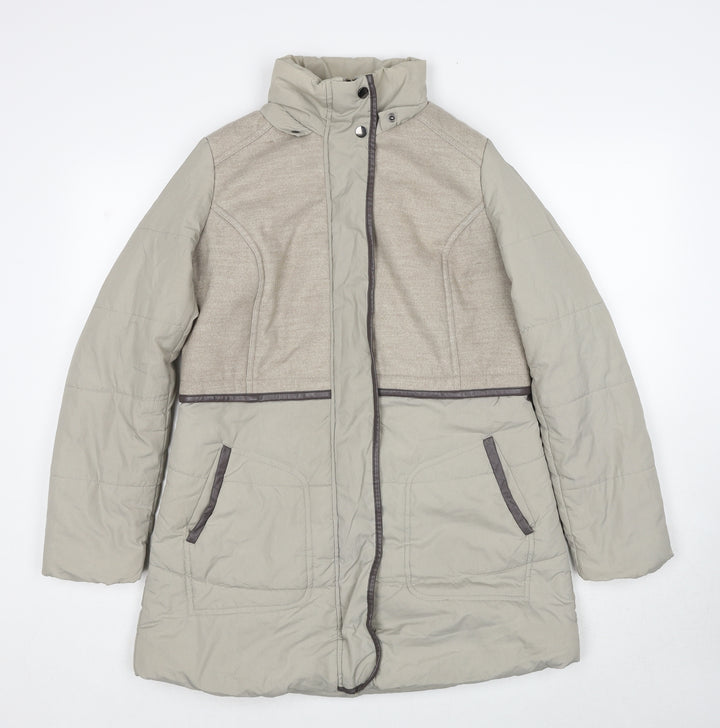 Debenhams Womens Beige Parka Coat Size 10 Zip