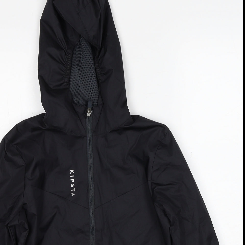Kipsta Boys Black Windbreaker Jacket Size 8-9 Years Zip