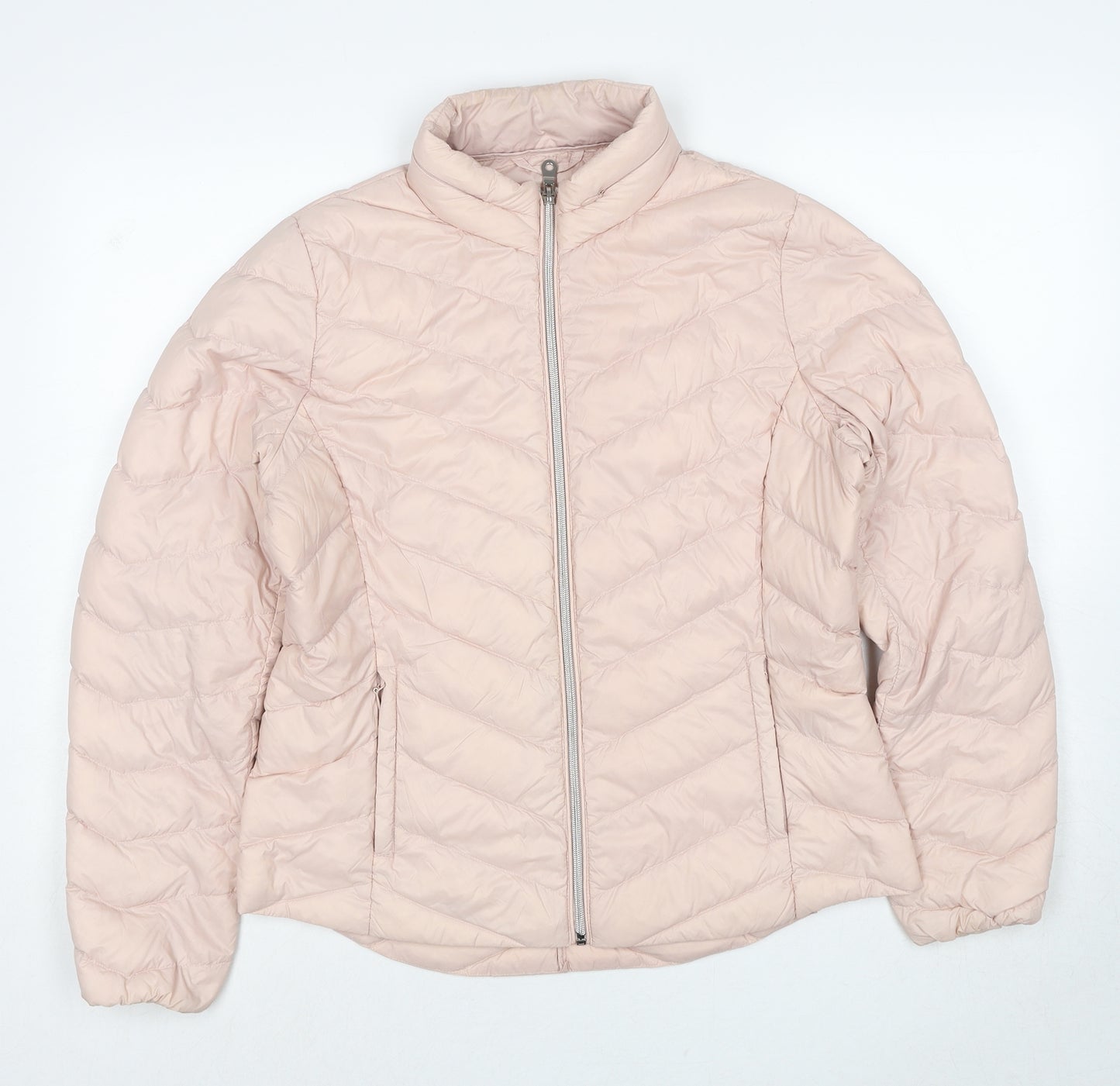 Marks and Spencer Womens Pink Quilted Jacket Size 12 Zip