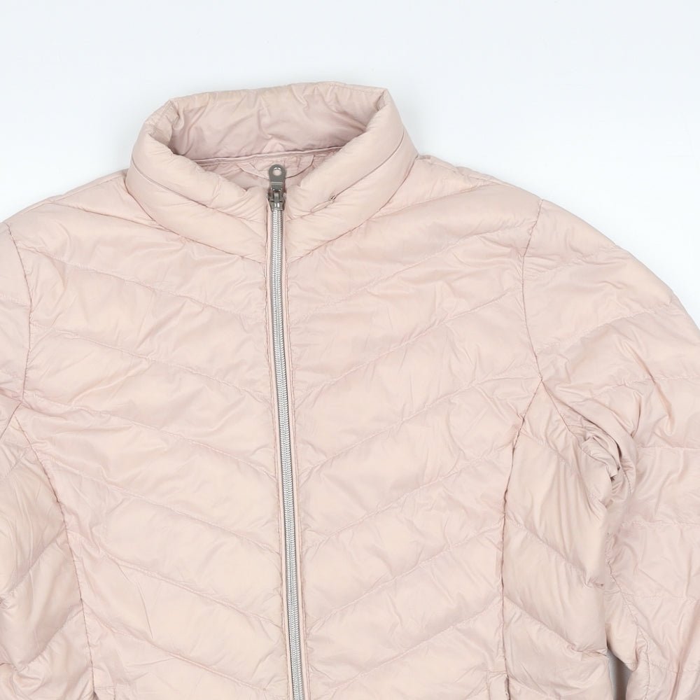 Marks and Spencer Womens Pink Quilted Jacket Size 12 Zip