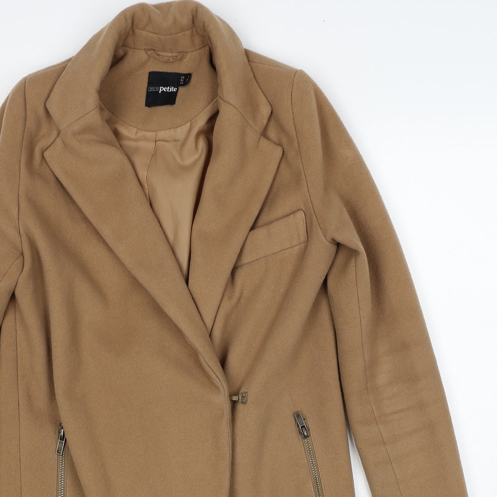 ASOS Womens Brown Overcoat Coat Size 4 Buckle