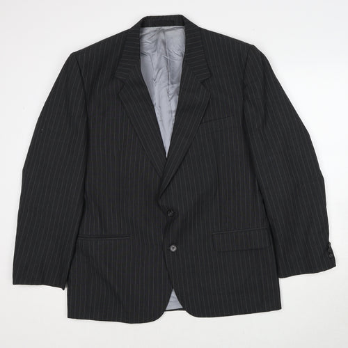 Origin Mens Grey Striped Polyester Jacket Suit Jacket Size 42 Regular