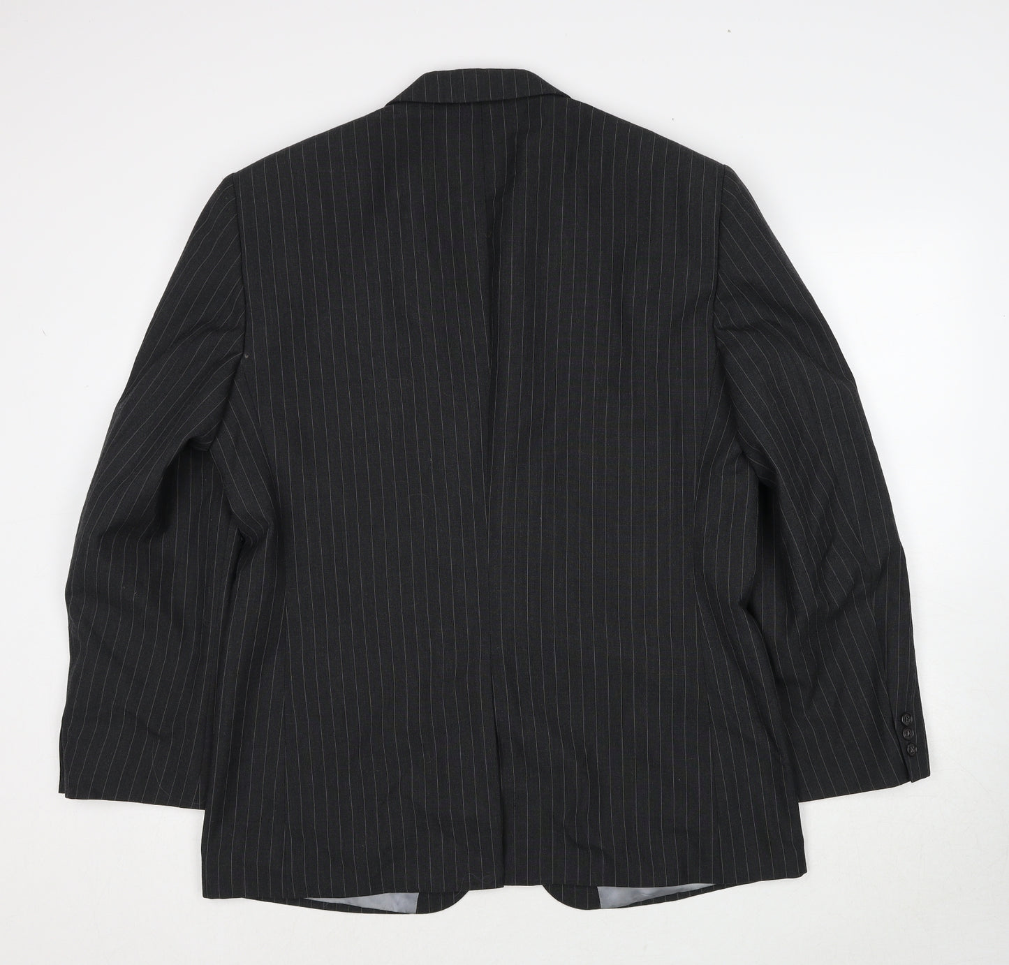 Origin Mens Grey Striped Polyester Jacket Suit Jacket Size 42 Regular