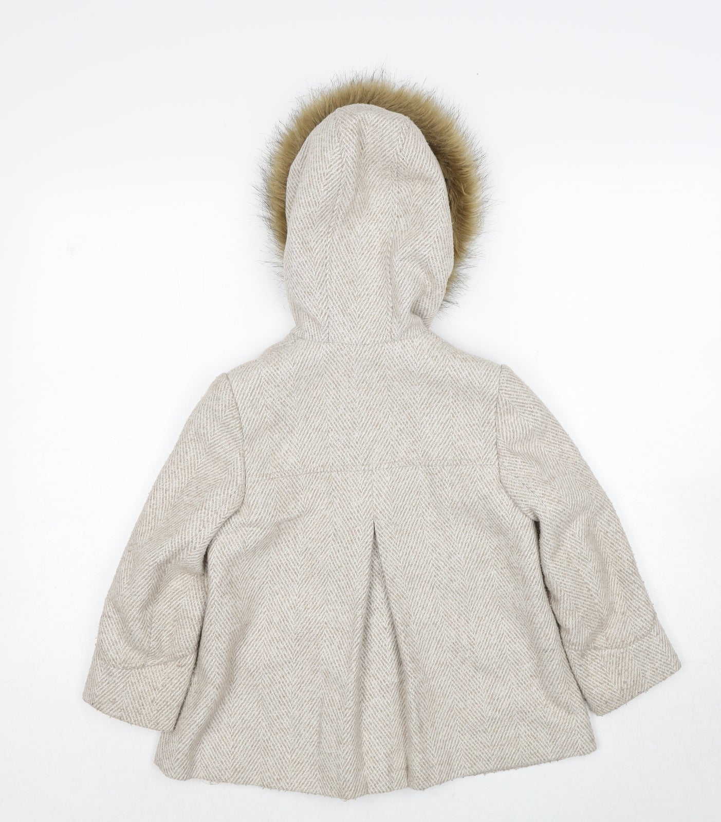 John Lewis Girls Beige Pea Coat Coat Size 6 Years Button