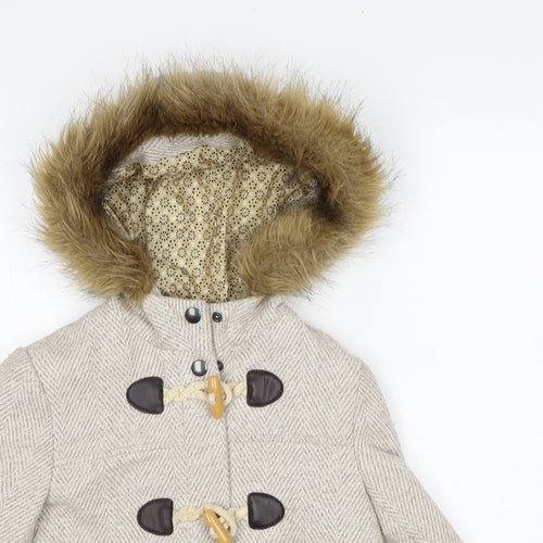 John Lewis Girls Beige Pea Coat Coat Size 6 Years Button