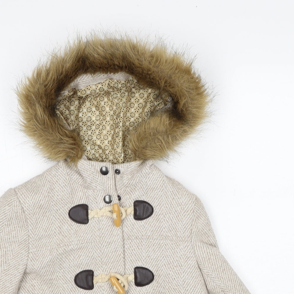 John Lewis Girls Beige Pea Coat Coat Size 6 Years Button