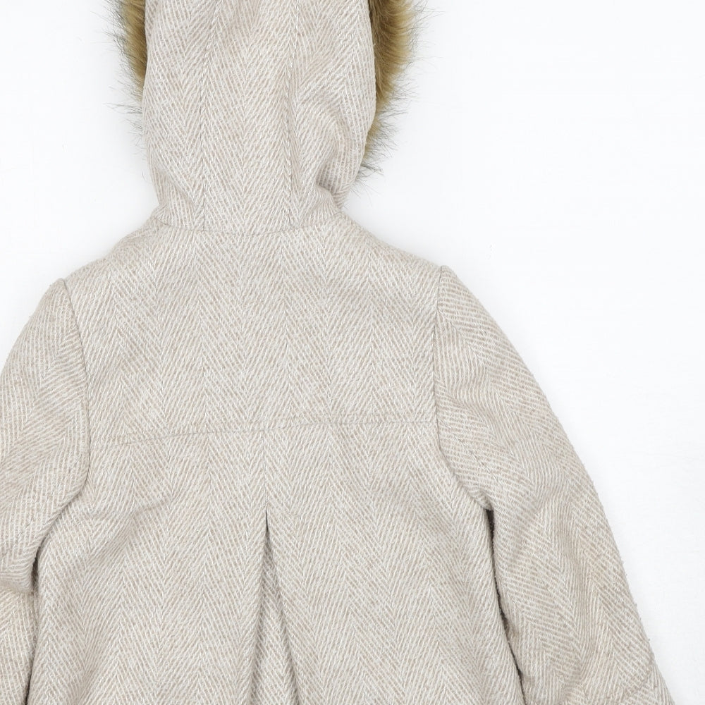John Lewis Girls Beige Pea Coat Coat Size 6 Years Button
