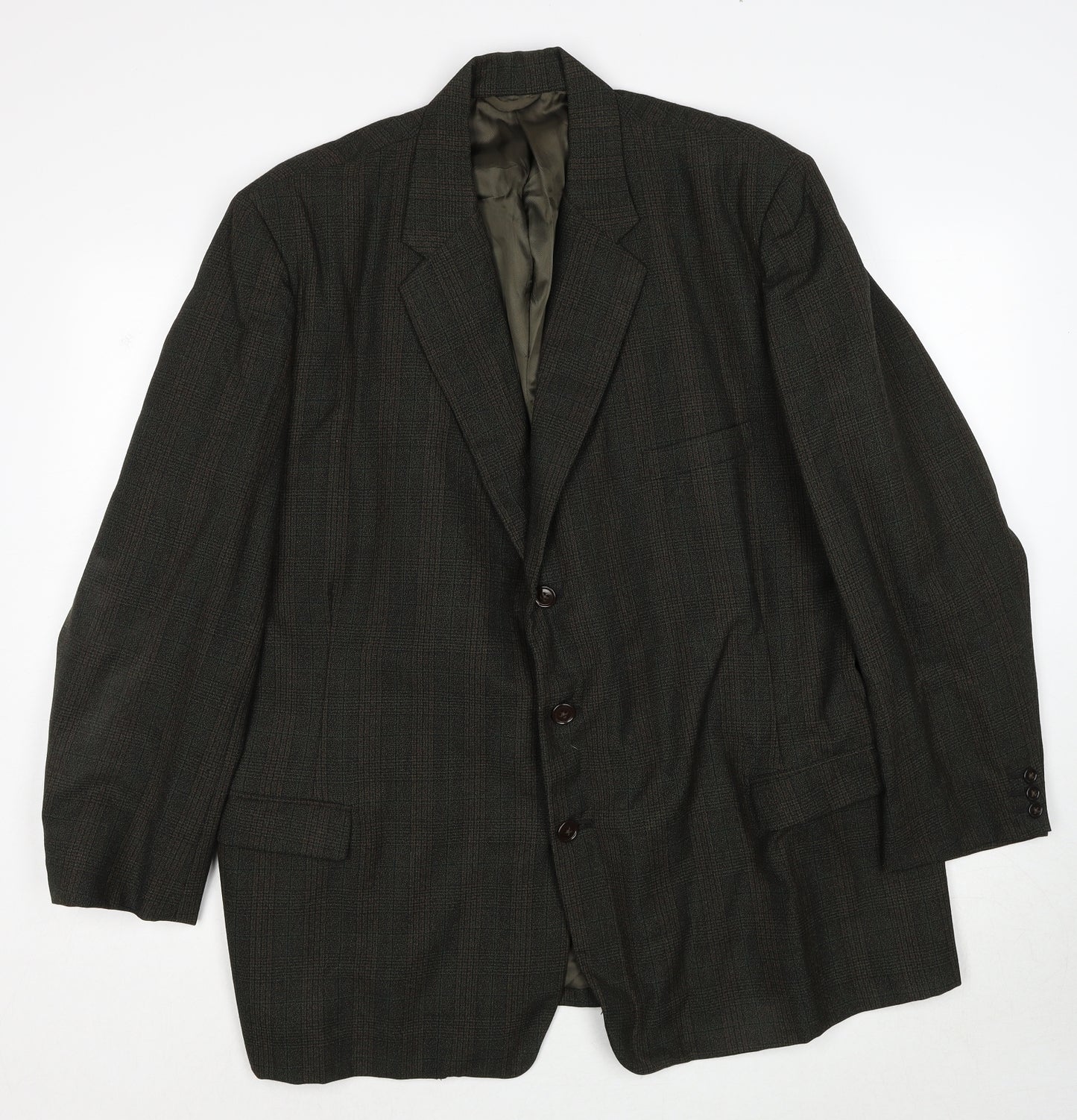 March Mens Green Plaid Wool Jacket Suit Jacket Size 42 Regular
