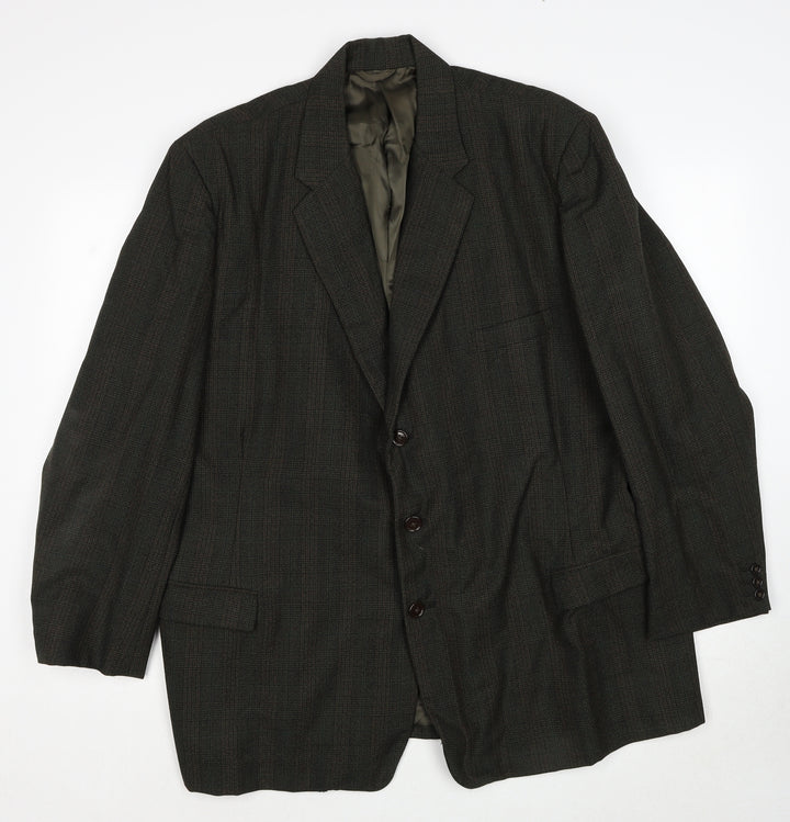 March Mens Green Plaid Wool Jacket Suit Jacket Size 42 Regular