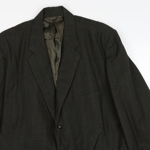 March Mens Green Plaid Wool Jacket Suit Jacket Size 42 Regular