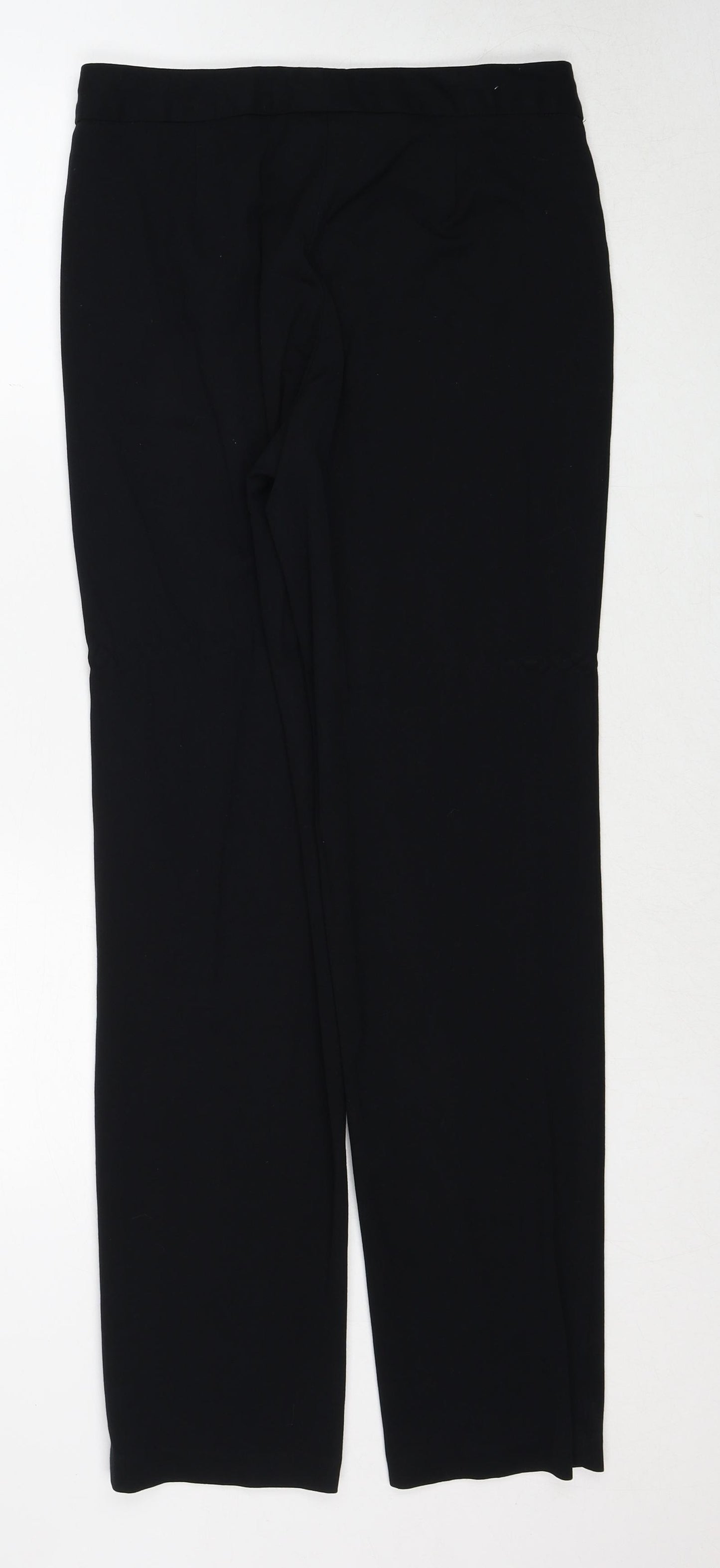 Marks and Spencer Womens Black Polyester Trousers Size 10 Regular Zip