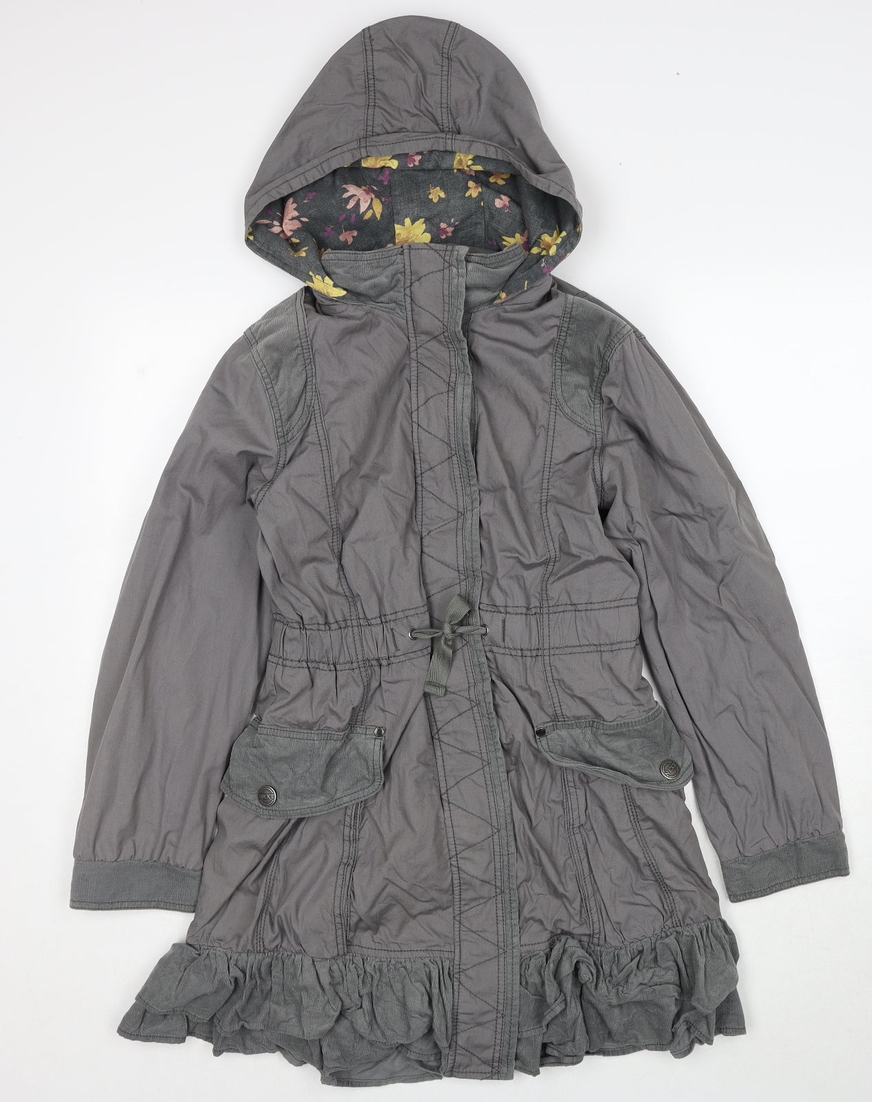 NEXT Girls Grey Parka Coat Size 13-14 Years Zip