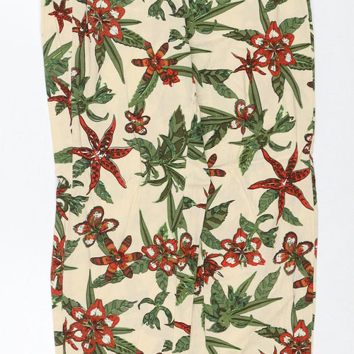 Cars Troursers Womens Beige Floral Viscose Trousers Size 10 Regular