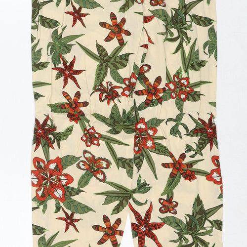 Cars Troursers Womens Beige Floral Viscose Trousers Size 10 Regular