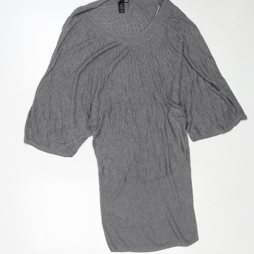 H&M Womens Grey Round Neck Cotton Pullover Jumper Size S